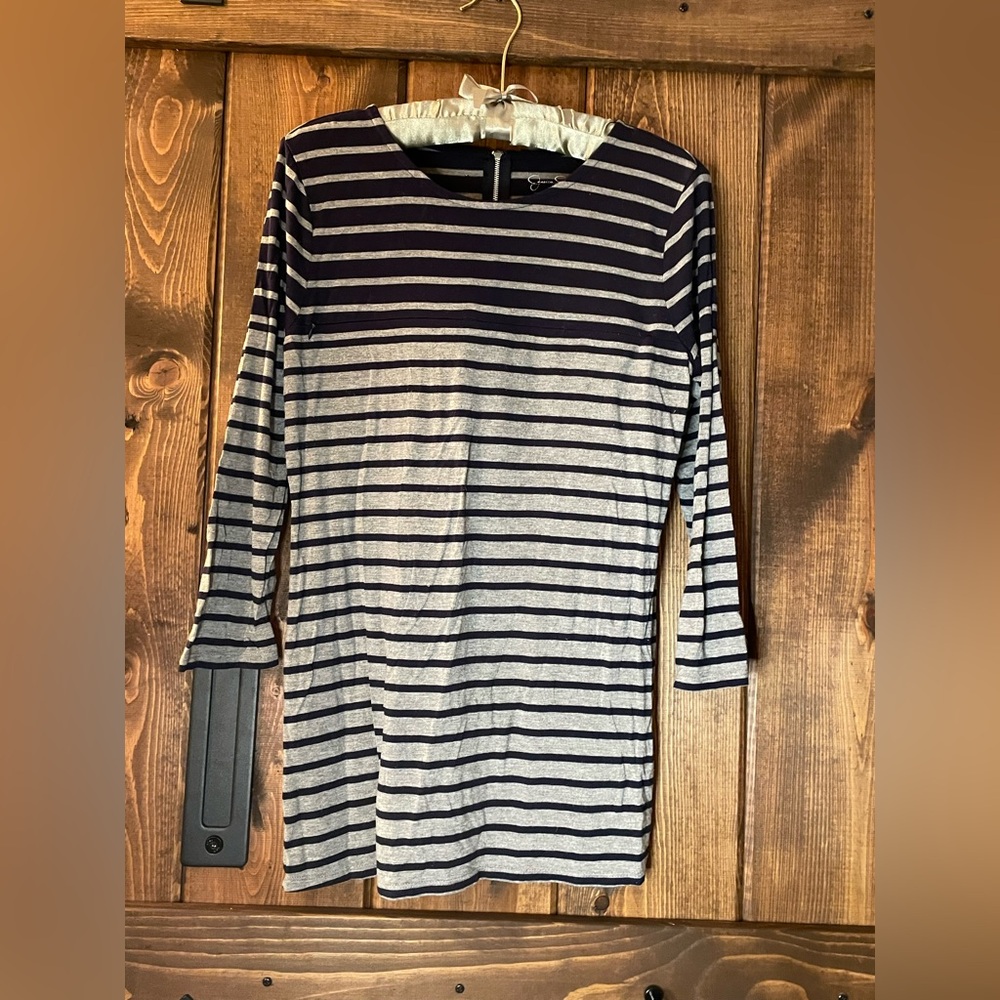 Striped Black and Gray Long Sleeve Top